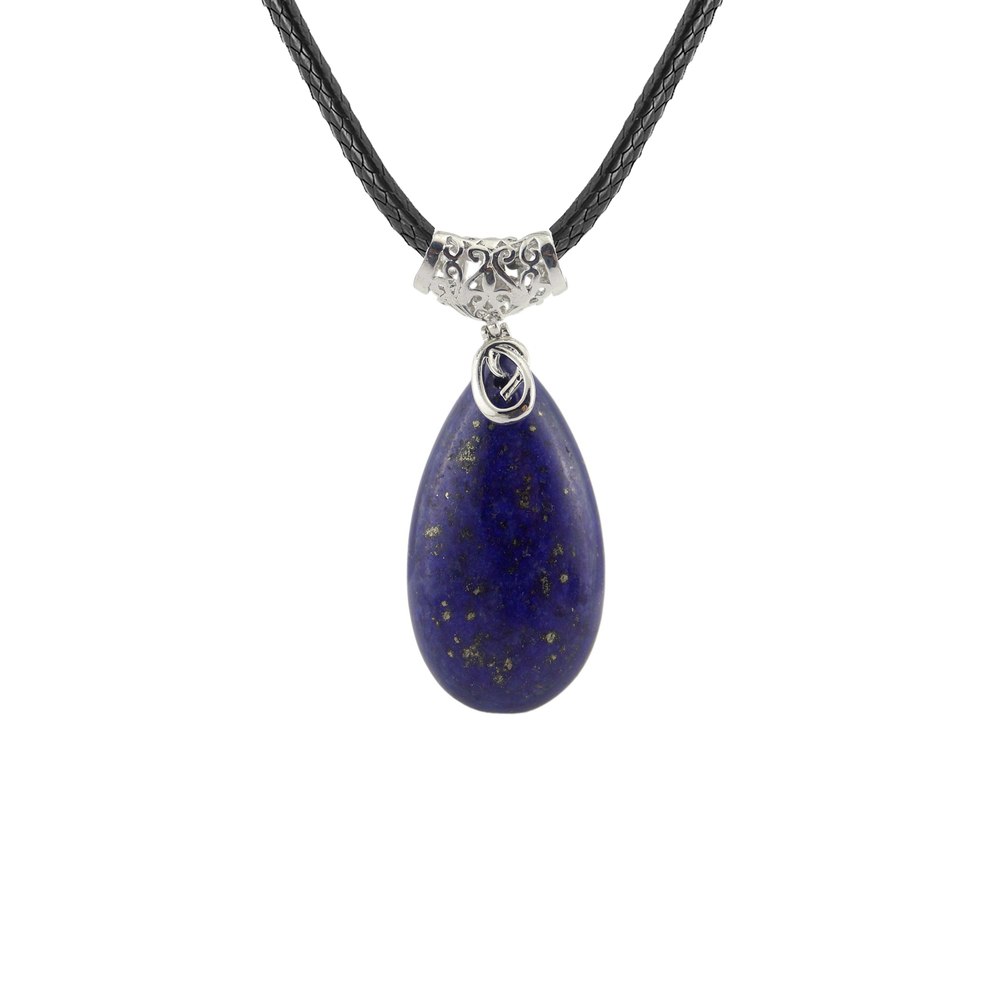 Natural Healing Crystal Waterdrop Pendant Necklace for Women 18" Black Leather Cord  Teardrop Gemstone Jewelry