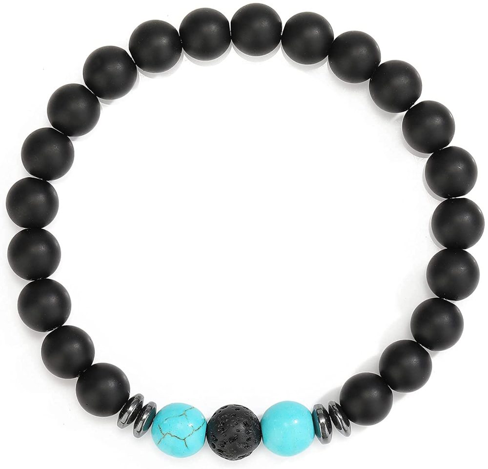 8mm Matte Onyx Bracelet - Essential Oil Diffuser Stone Agate Bead Bracelets for Women, Stress Relief Aromatherapy