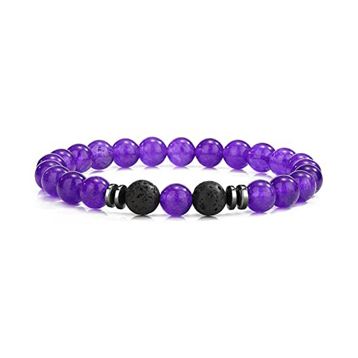 Natural 8MM Gemstone Beads Stretch Bracelet Essential Oil Diffuser Rock Lava Stone Beaded Bracelet for Men Women Jewelry