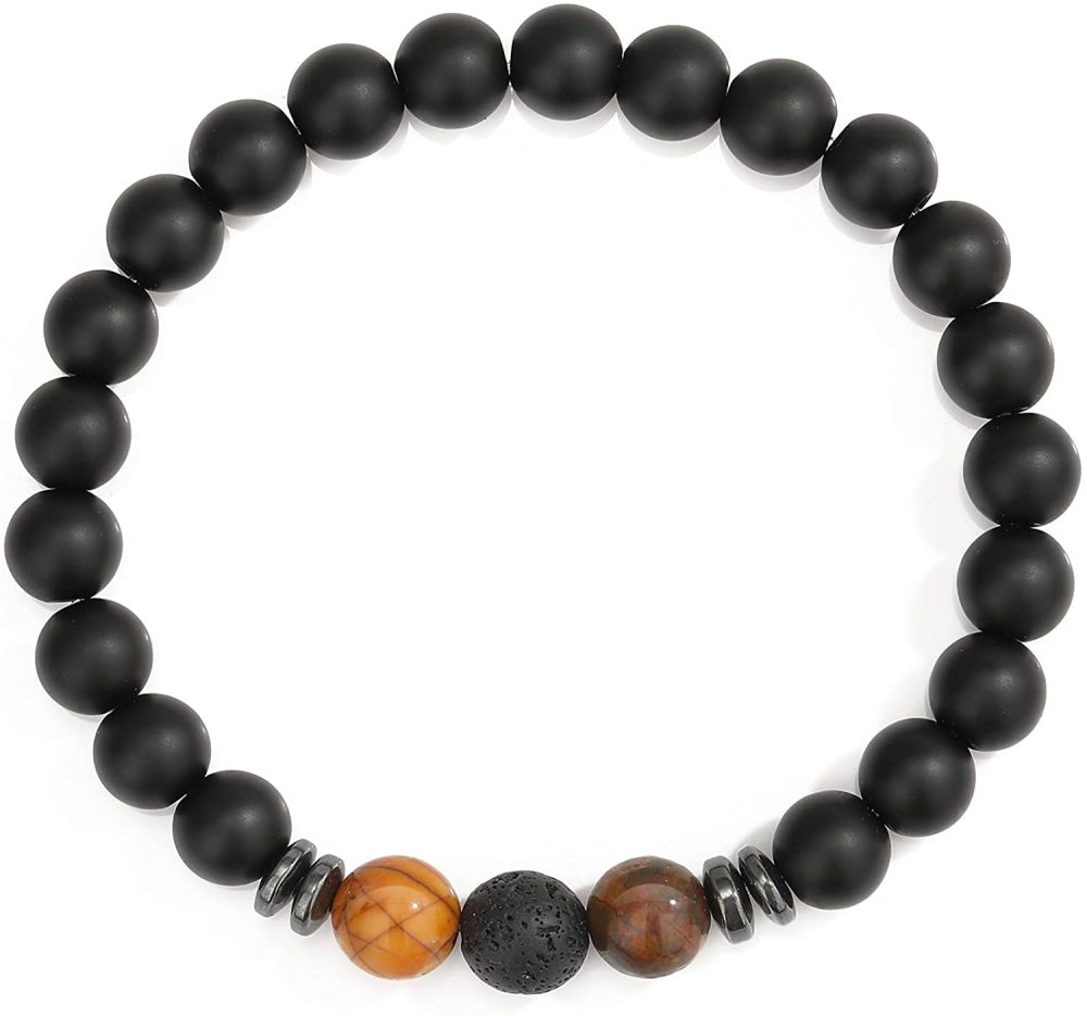 8mm Matte Onyx Bracelet - Essential Oil Diffuser Stone Agate Bead Bracelets for Women, Stress Relief Aromatherapy