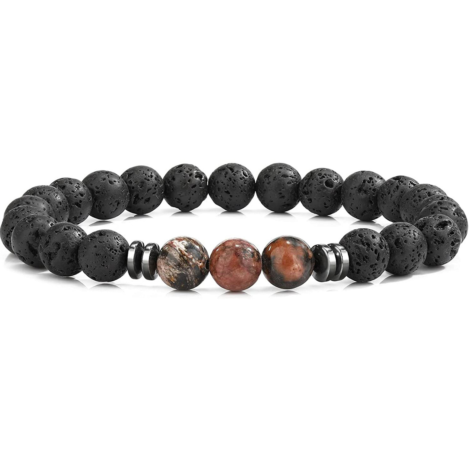 8mm Lava Rock Bracelet - Essential Oil Diffuser Stone Bead Bracelets for Women, Stress Relief Aromatherapy