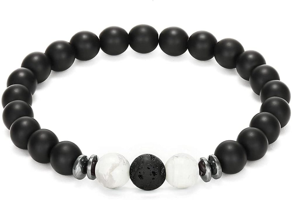 8mm Matte Onyx Bracelet - Essential Oil Diffuser Stone Agate Bead Bracelets for Women, Stress Relief Aromatherapy