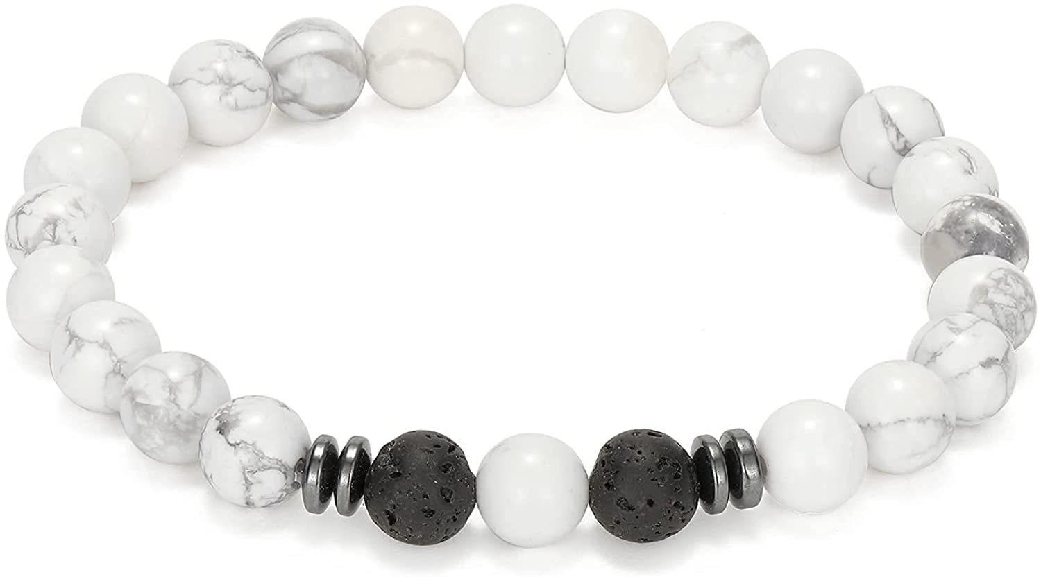 Natural 8MM Gemstone Beads Stretch Bracelet Essential Oil Diffuser Rock Lava Stone Beaded Bracelet for Men Women Jewelry
