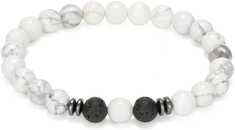 Natural 8MM Gemstone Beads Stretch Bracelet Essential Oil Diffuser Rock Lava Stone Beaded Bracelet for Men Women Jewelry