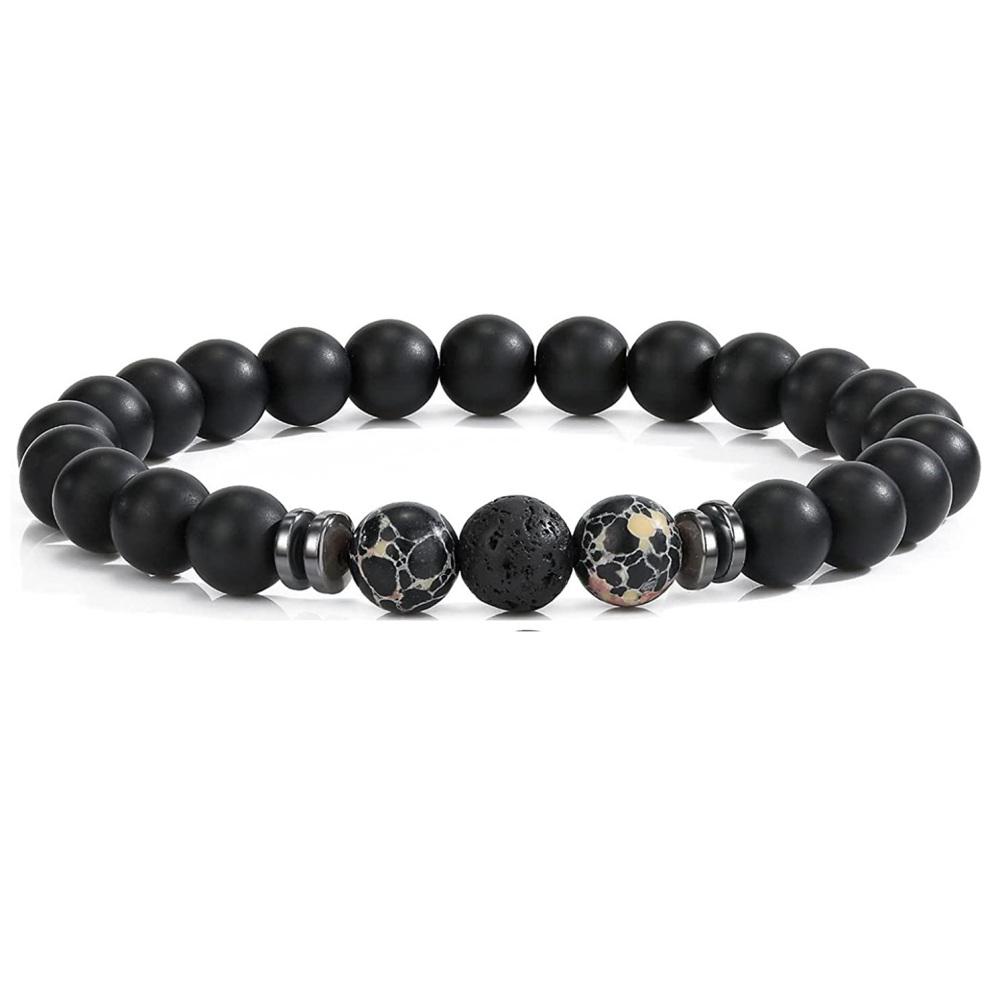 8mm Matte Onyx Bracelet - Essential Oil Diffuser Stone Agate Bead Bracelets for Women, Stress Relief Aromatherapy