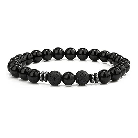 Natural 8MM Gemstone Beads Stretch Bracelet Essential Oil Diffuser Rock Lava Stone Beaded Bracelet for Men Women Jewelry