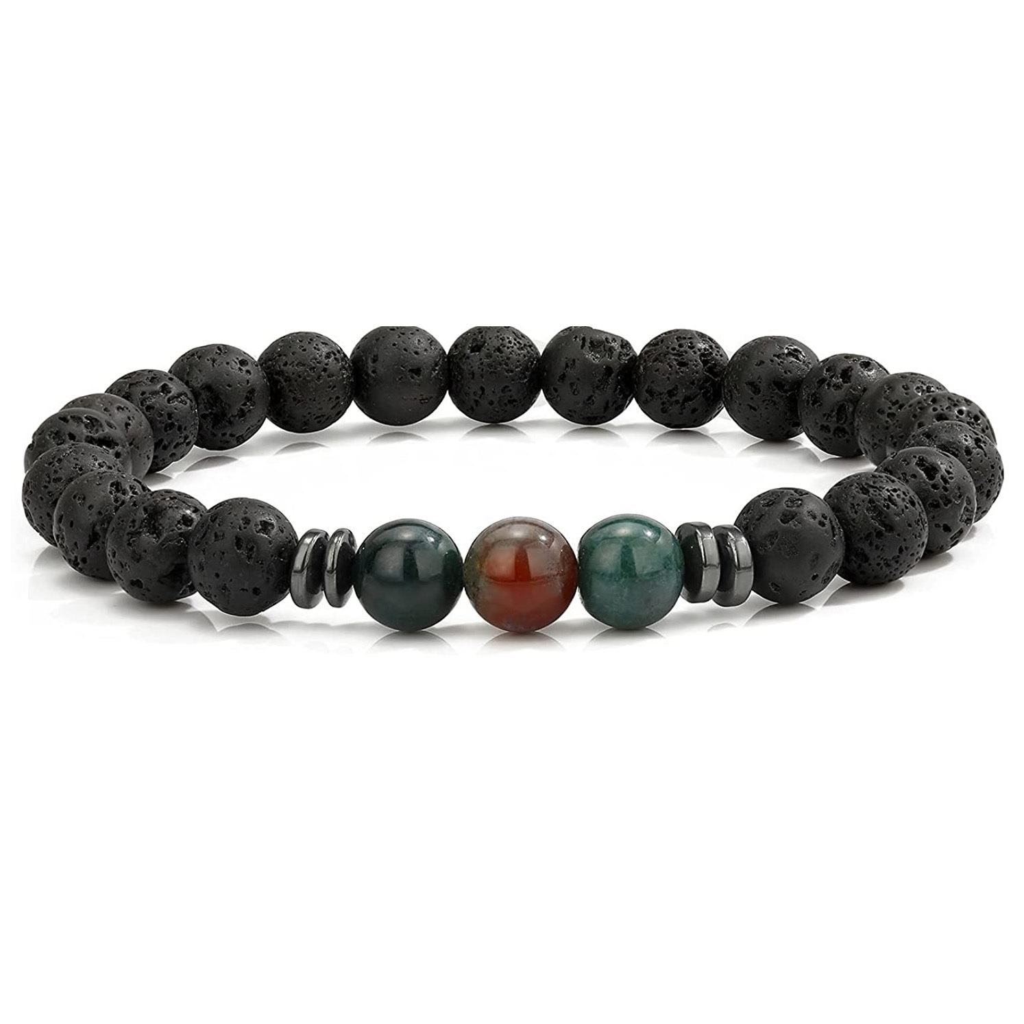 8mm Lava Rock Bracelet - Essential Oil Diffuser Stone Bead Bracelets for Women, Stress Relief Aromatherapy