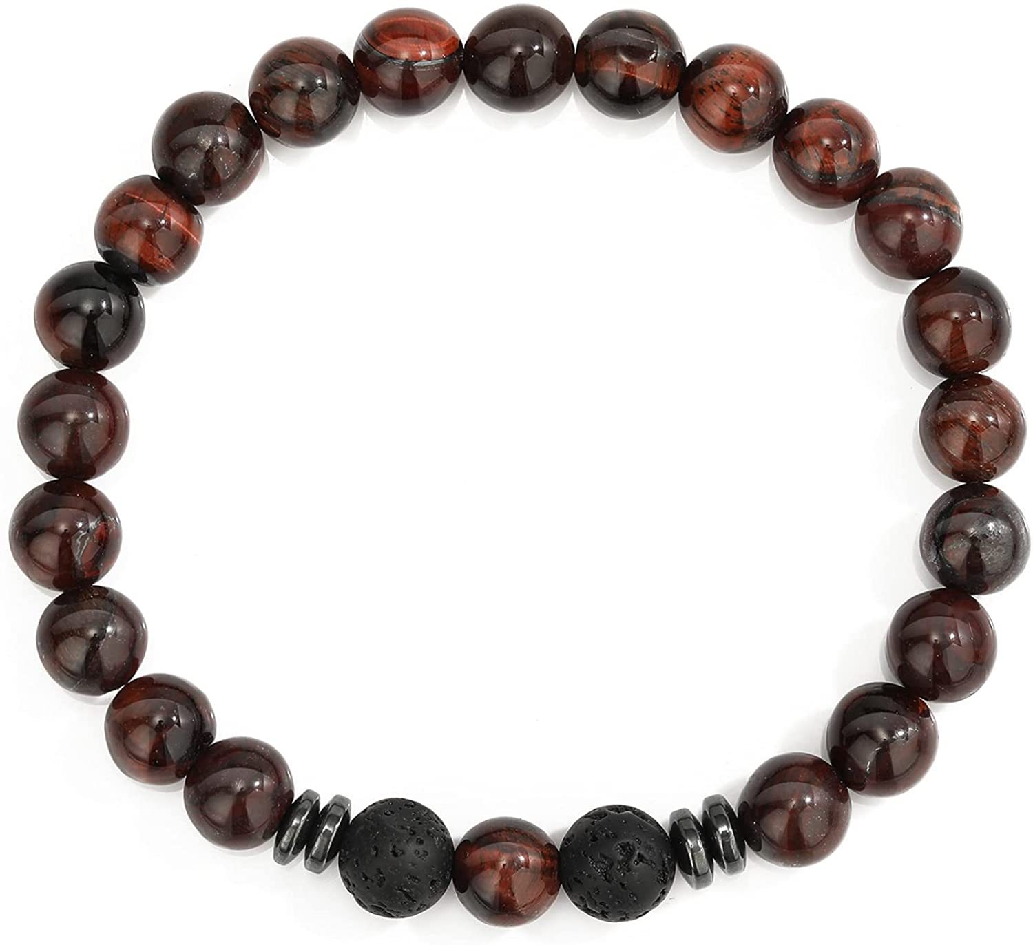 Natural 8MM Gemstone Beads Stretch Bracelet Essential Oil Diffuser Rock Lava Stone Beaded Bracelet for Men Women Jewelry