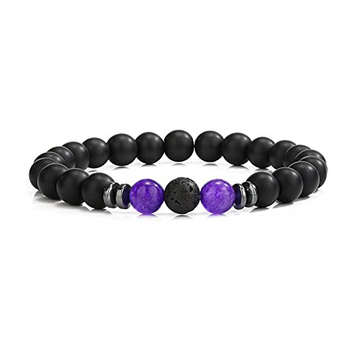 8mm Matte Onyx Bracelet - Essential Oil Diffuser Stone Agate Bead Bracelets for Women, Stress Relief Aromatherapy