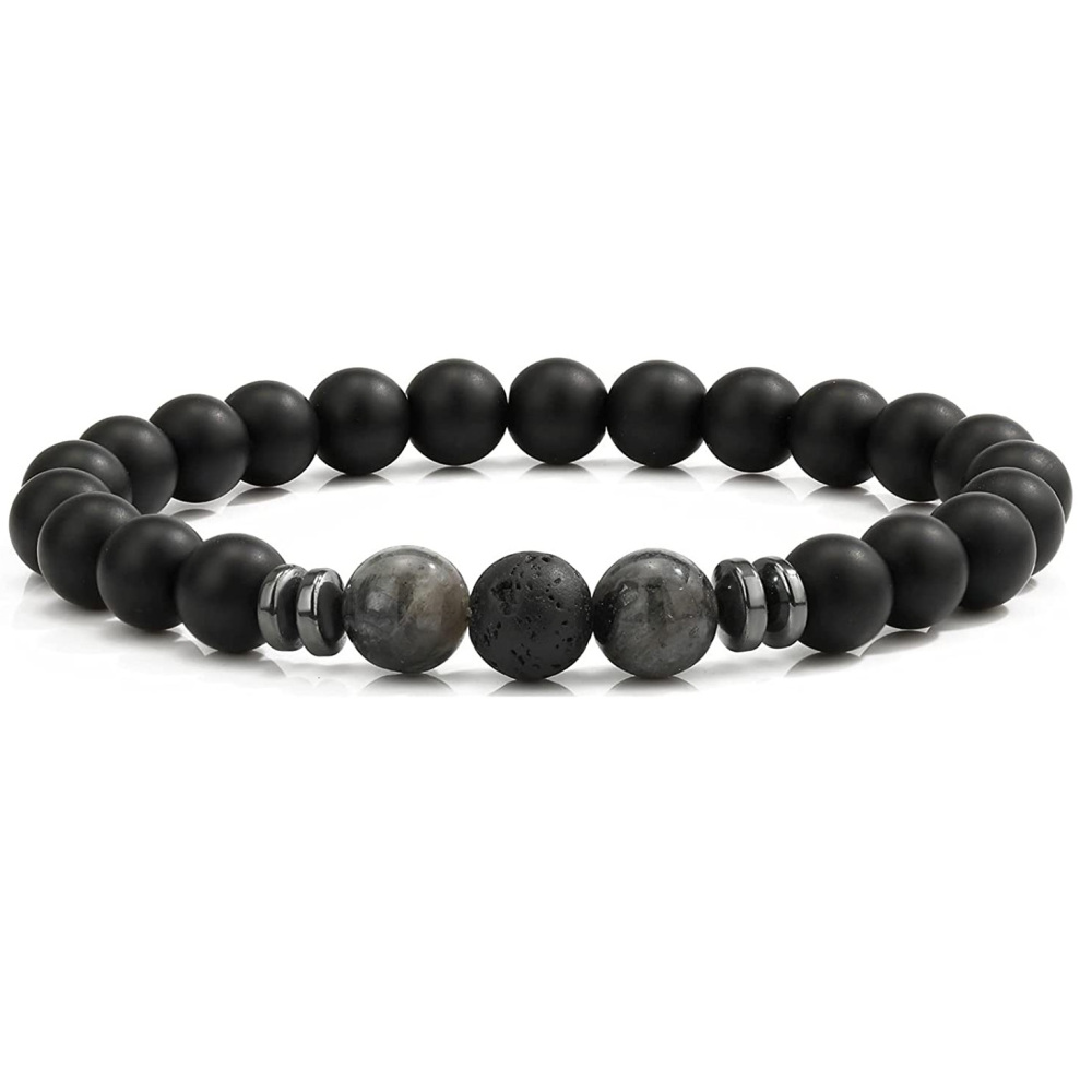 8mm Matte Onyx Bracelet - Essential Oil Diffuser Stone Agate Bead Bracelets for Women, Stress Relief Aromatherapy