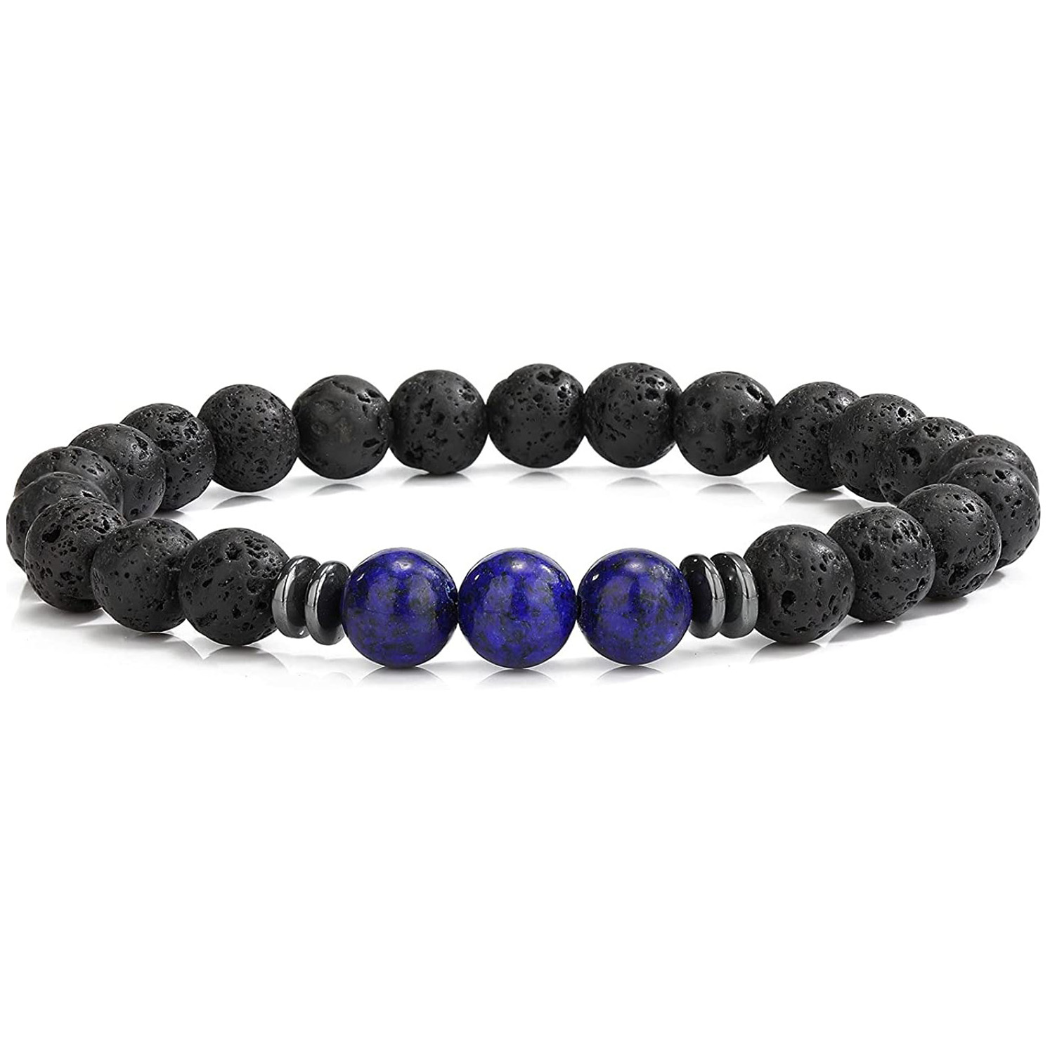 8mm Lava Rock Bracelet - Essential Oil Diffuser Stone Bead Bracelets for Women, Stress Relief Aromatherapy