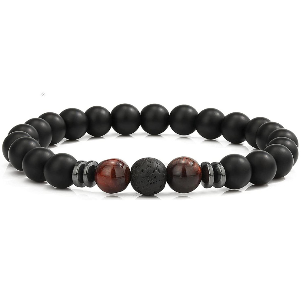 8mm Matte Onyx Bracelet - Essential Oil Diffuser Stone Agate Bead Bracelets for Women, Stress Relief Aromatherapy