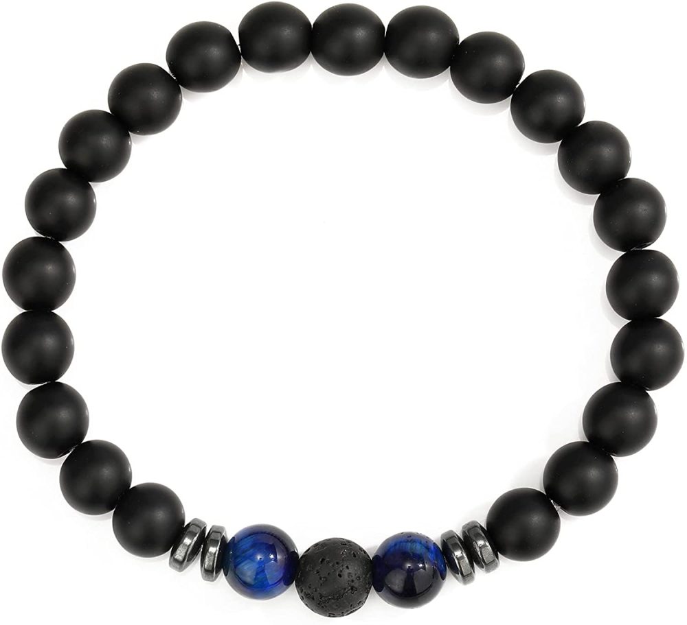 8mm Matte Onyx Bracelet - Essential Oil Diffuser Stone Agate Bead Bracelets for Women, Stress Relief Aromatherapy