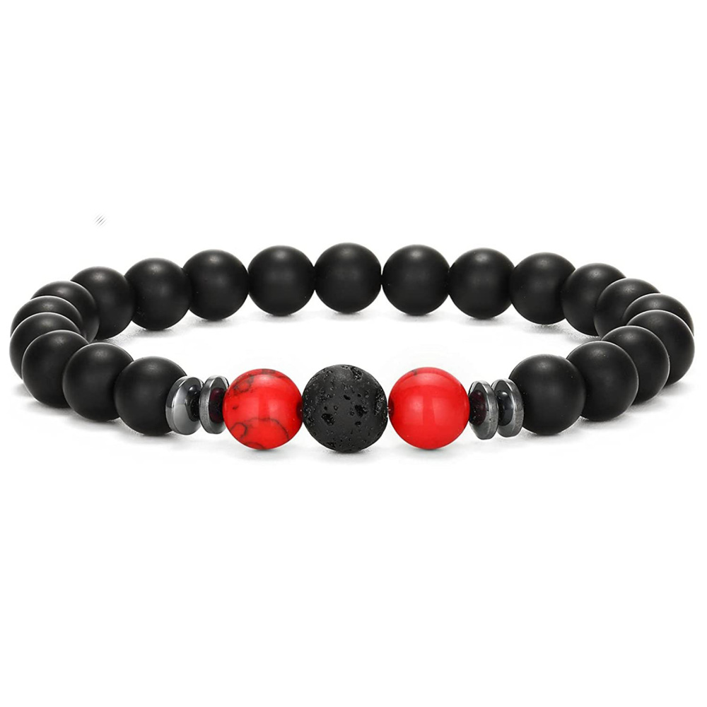 8mm Matte Onyx Bracelet - Essential Oil Diffuser Stone Agate Bead Bracelets for Women, Stress Relief Aromatherapy