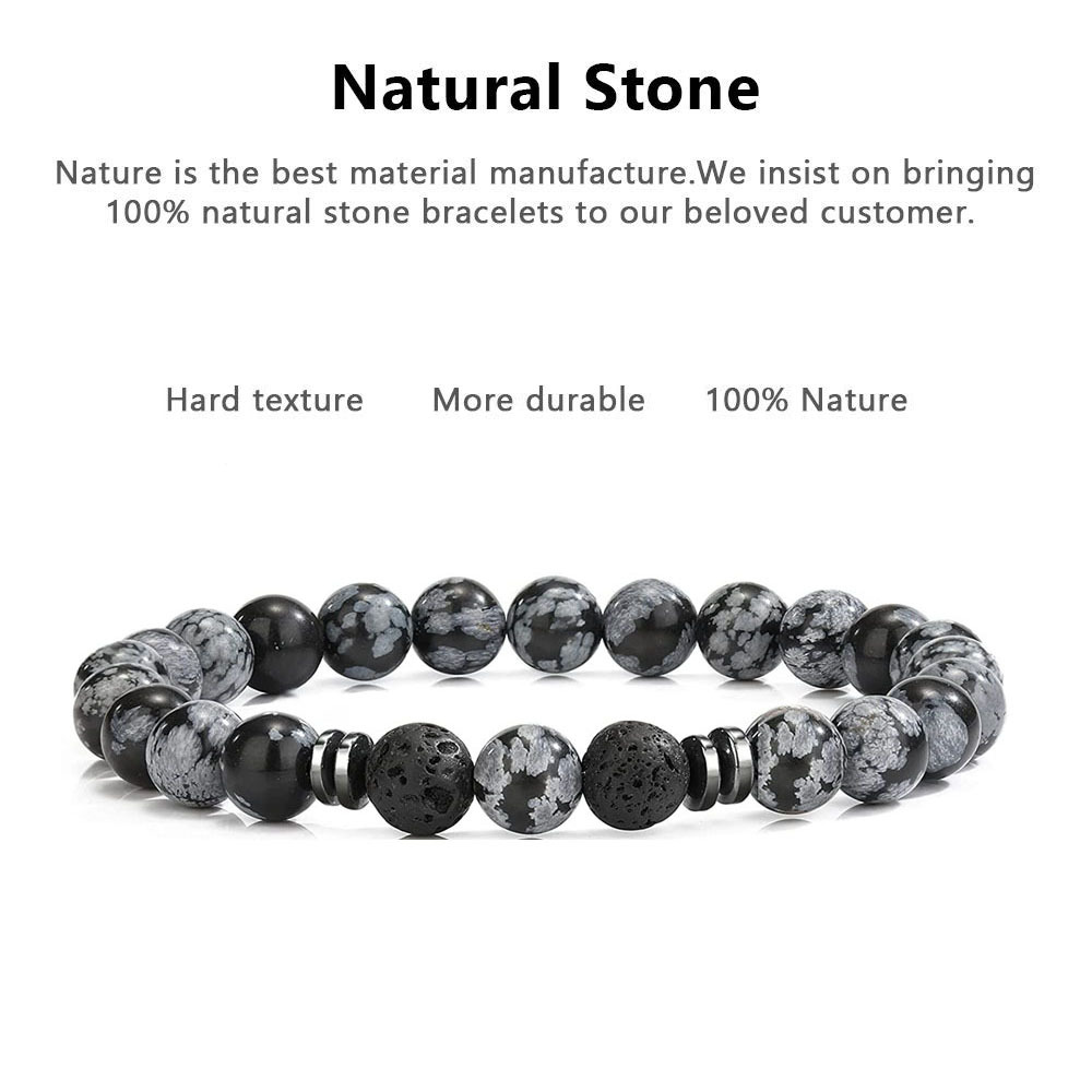 8mm Lava Rock Bracelet - Essential Oil Diffuser Stone Bead Bracelets for Women, Stress Relief Aromatherapy