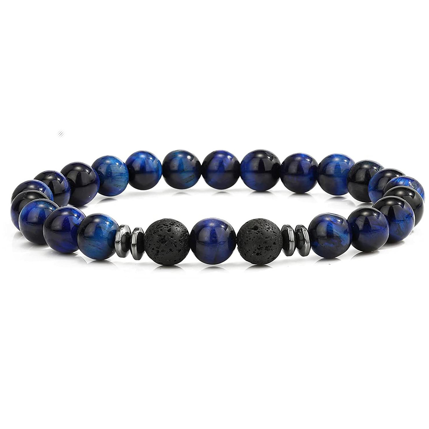 Natural 8MM Gemstone Beads Stretch Bracelet Essential Oil Diffuser Rock Lava Stone Beaded Bracelet for Men Women Jewelry