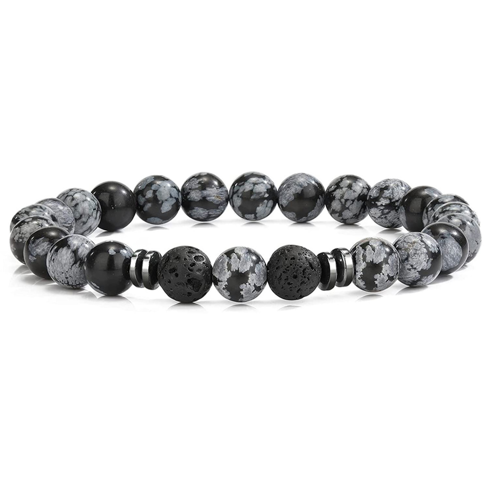 Natural 8MM Gemstone Beads Stretch Bracelet Essential Oil Diffuser Rock Lava Stone Beaded Bracelet for Men Women Jewelry