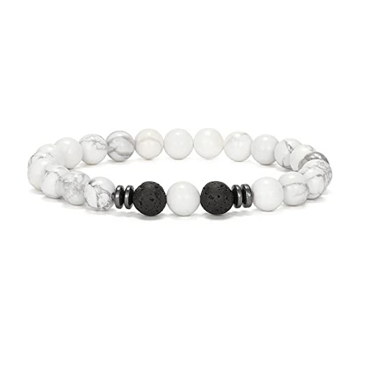 Natural 8MM Gemstone Beads Stretch Bracelet Essential Oil Diffuser Rock Lava Stone Beaded Bracelet for Men Women Jewelry