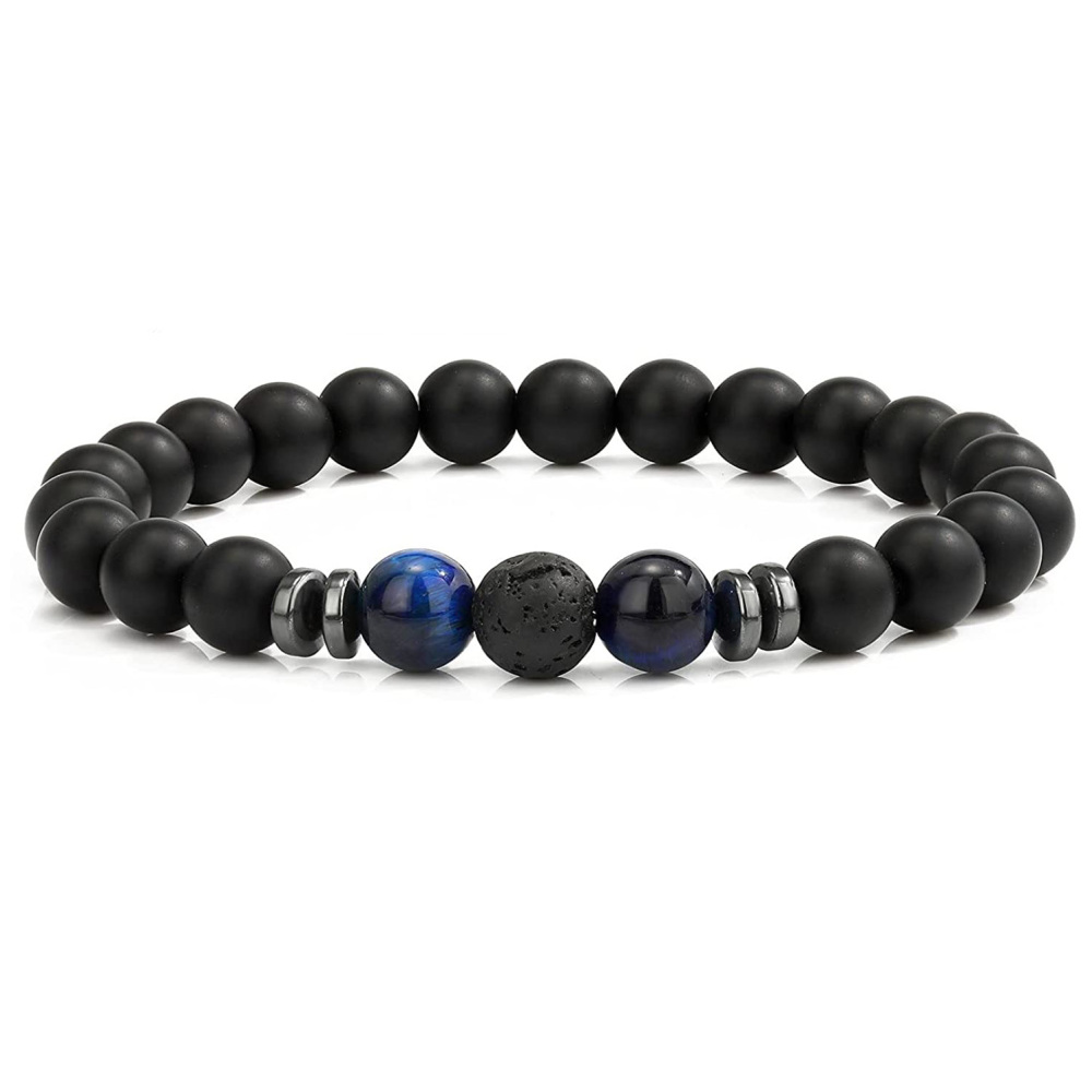 8mm Matte Onyx Bracelet - Essential Oil Diffuser Stone Agate Bead Bracelets for Women, Stress Relief Aromatherapy
