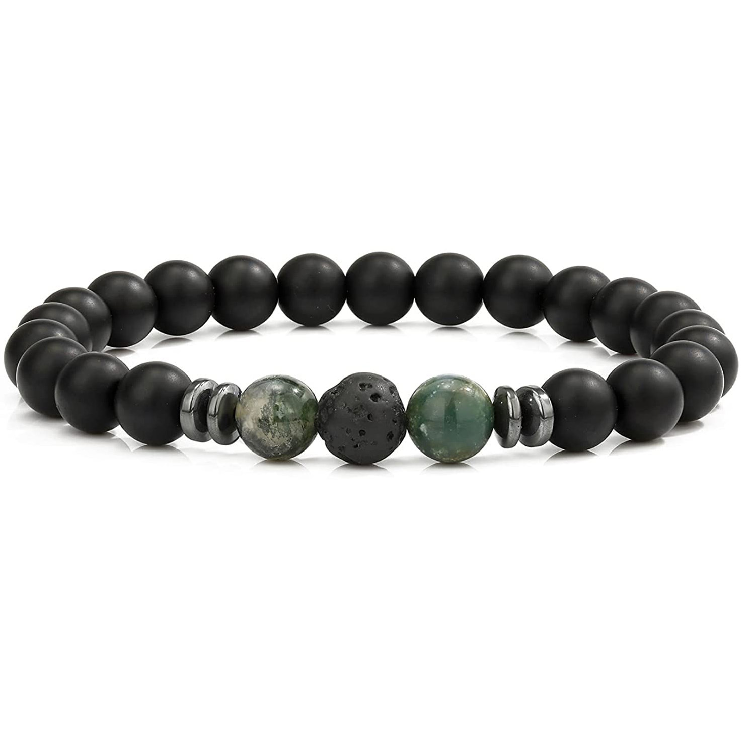 8mm Matte Onyx Bracelet - Essential Oil Diffuser Stone Agate Bead Bracelets for Women, Stress Relief Aromatherapy