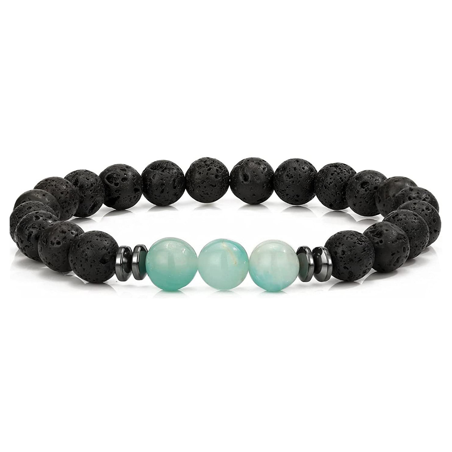 8mm Lava Rock Bracelet - Essential Oil Diffuser Stone Bead Bracelets for Women, Stress Relief Aromatherapy