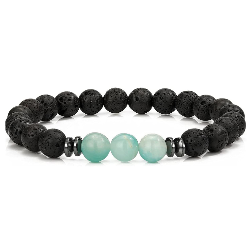 8mm Lava Rock Bracelet - Essential Oil Diffuser Stone Bead Bracelets for Women, Stress Relief Aromatherapy