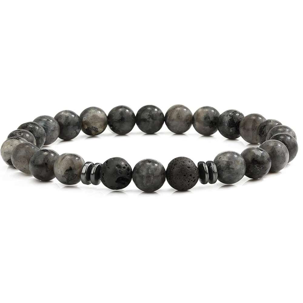 Natural 8MM Gemstone Beads Stretch Bracelet Essential Oil Diffuser Rock Lava Stone Beaded Bracelet for Men Women Jewelry
