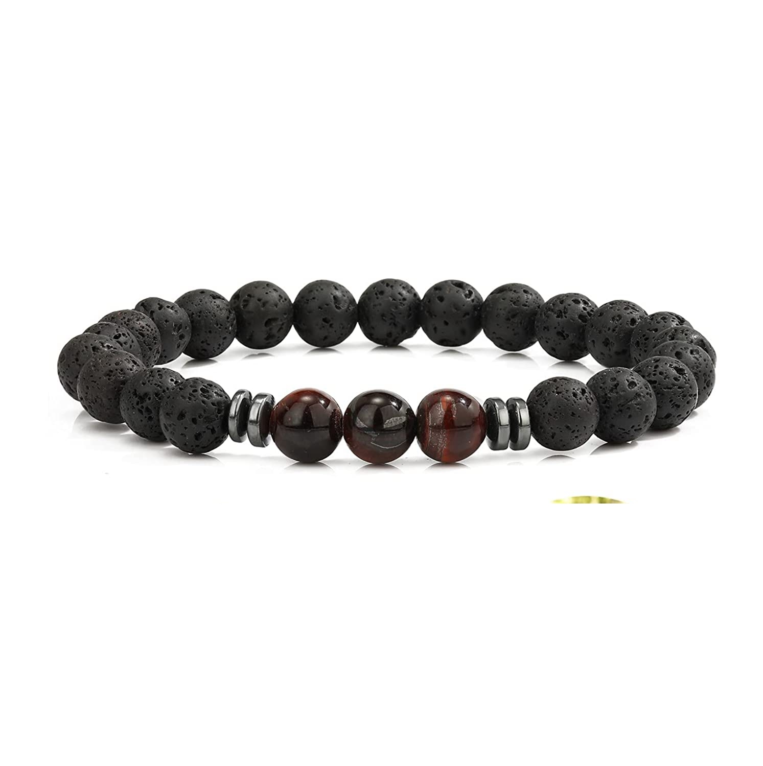 8mm Lava Rock Bracelet - Essential Oil Diffuser Stone Bead Bracelets for Women, Stress Relief Aromatherapy
