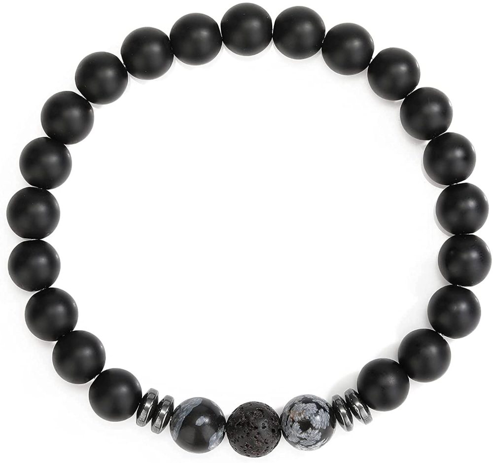 8mm Matte Onyx Bracelet - Essential Oil Diffuser Stone Agate Bead Bracelets for Women, Stress Relief Aromatherapy