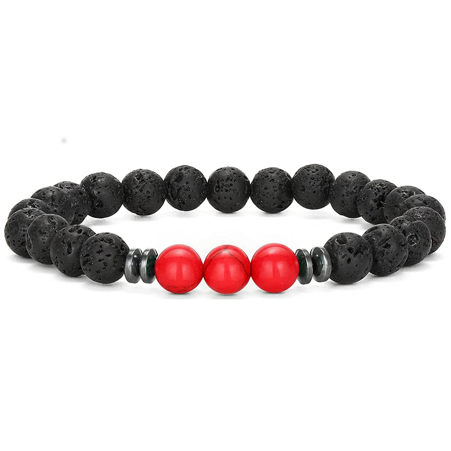 8mm Lava Rock Bracelet - Essential Oil Diffuser Stone Bead Bracelets for Women, Stress Relief Aromatherapy