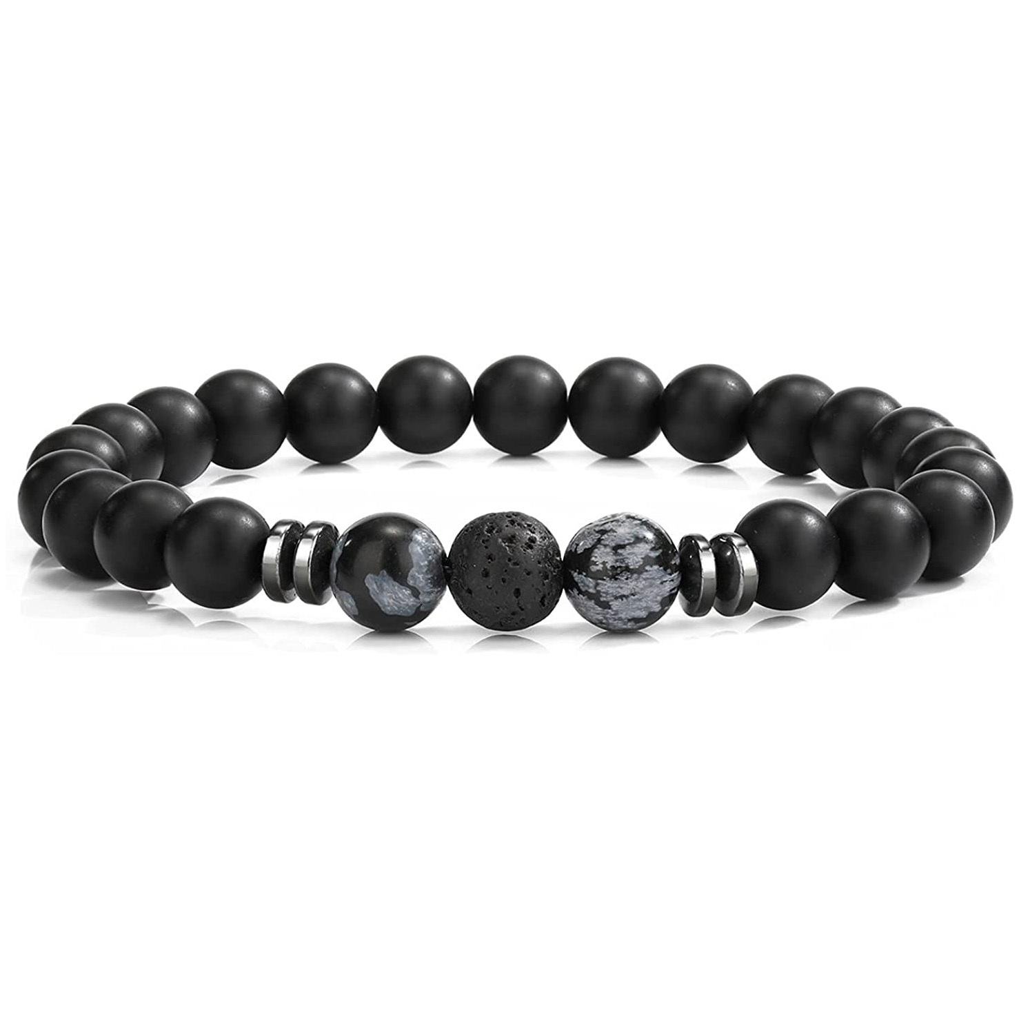 8mm Matte Onyx Bracelet - Essential Oil Diffuser Stone Agate Bead Bracelets for Women, Stress Relief Aromatherapy