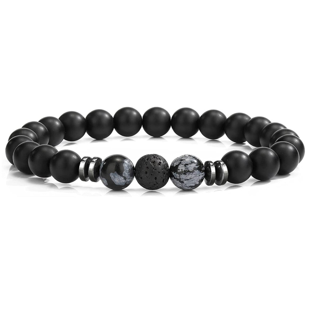8mm Matte Onyx Bracelet - Essential Oil Diffuser Stone Agate Bead Bracelets for Women, Stress Relief Aromatherapy