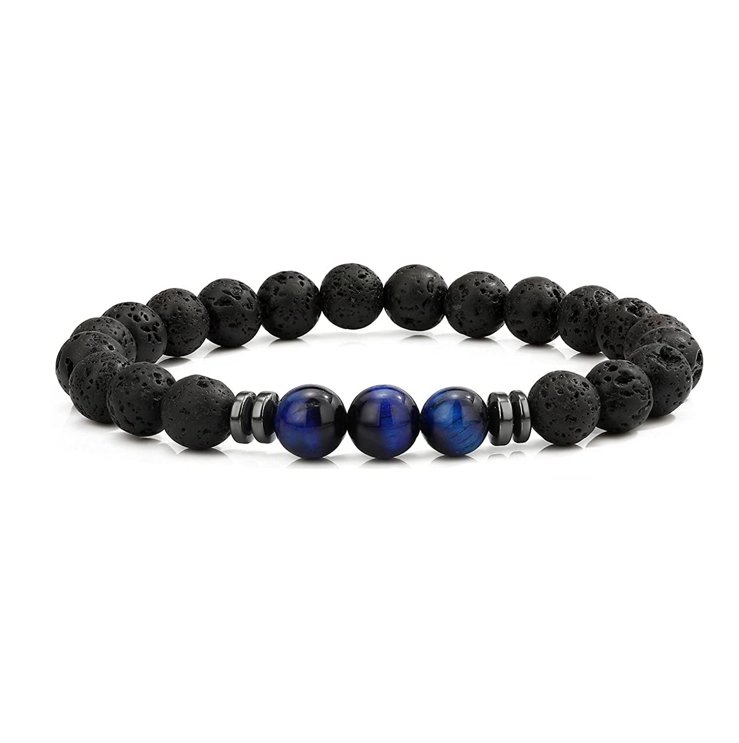 8mm Lava Rock Bracelet - Essential Oil Diffuser Stone Bead Bracelets for Women, Stress Relief Aromatherapy