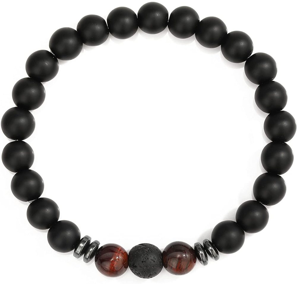 8mm Matte Onyx Bracelet - Essential Oil Diffuser Stone Agate Bead Bracelets for Women, Stress Relief Aromatherapy
