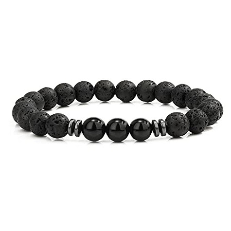 8mm Lava Rock Bracelet - Essential Oil Diffuser Stone Bead Bracelets for Women, Stress Relief Aromatherapy