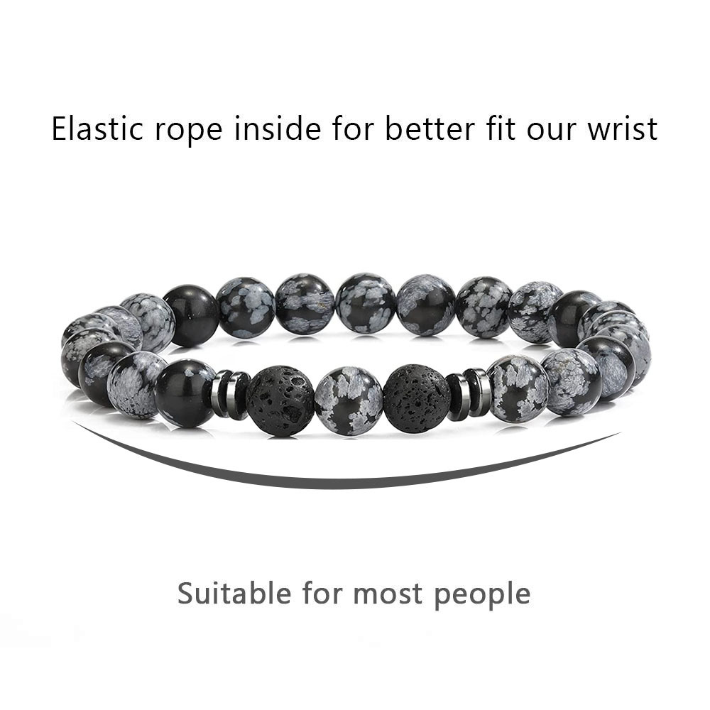 Natural 8MM Gemstone Beads Stretch Bracelet Essential Oil Diffuser Rock Lava Stone Beaded Bracelet for Men Women Jewelry