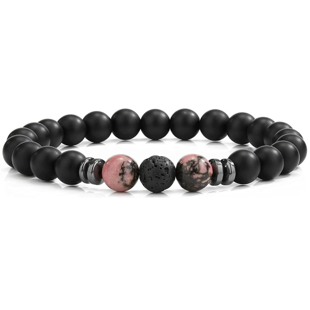 8mm Matte Onyx Bracelet - Essential Oil Diffuser Stone Agate Bead Bracelets for Women, Stress Relief Aromatherapy