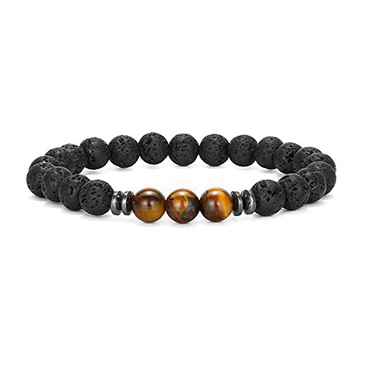 8mm Lava Rock Bracelet - Essential Oil Diffuser Stone Bead Bracelets for Women, Stress Relief Aromatherapy
