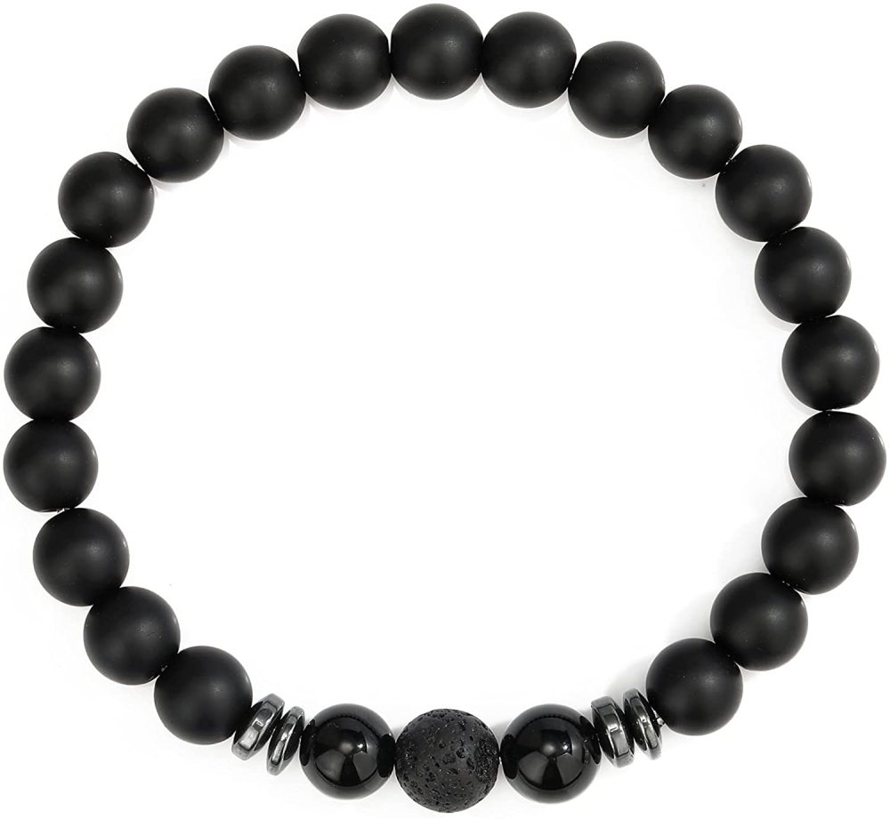 8mm Matte Onyx Bracelet - Essential Oil Diffuser Stone Agate Bead Bracelets for Women, Stress Relief Aromatherapy