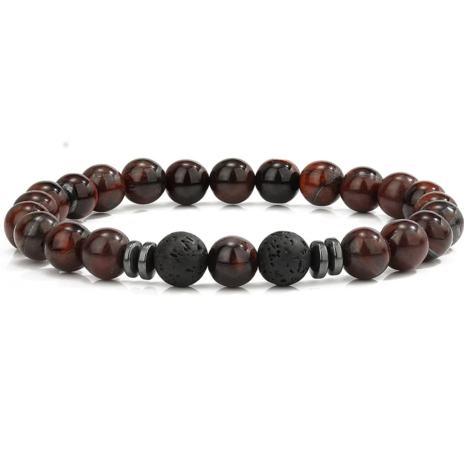 Natural 8MM Gemstone Beads Stretch Bracelet Essential Oil Diffuser Rock Lava Stone Beaded Bracelet for Men Women Jewelry