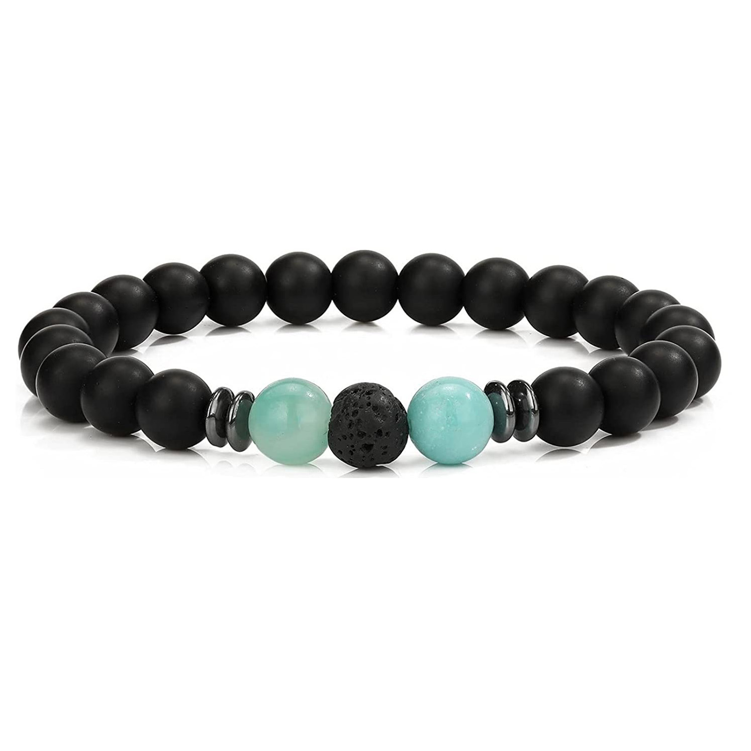 8mm Matte Onyx Bracelet - Essential Oil Diffuser Stone Agate Bead Bracelets for Women, Stress Relief Aromatherapy