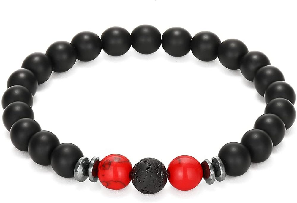 8mm Matte Onyx Bracelet - Essential Oil Diffuser Stone Agate Bead Bracelets for Women, Stress Relief Aromatherapy