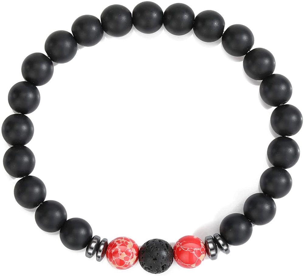 8mm Matte Onyx Bracelet - Essential Oil Diffuser Stone Agate Bead Bracelets for Women, Stress Relief Aromatherapy
