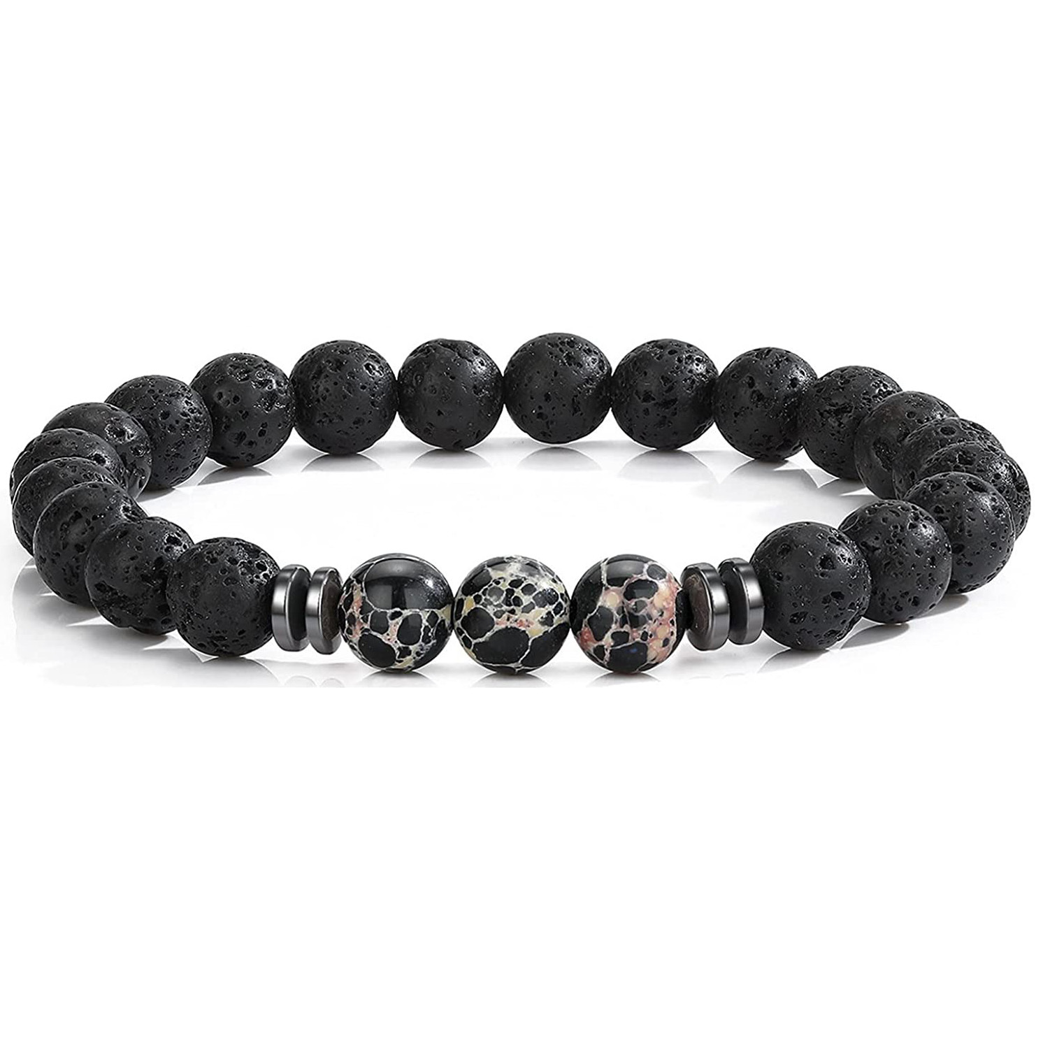 8mm Lava Rock Bracelet - Essential Oil Diffuser Stone Bead Bracelets for Women, Stress Relief Aromatherapy