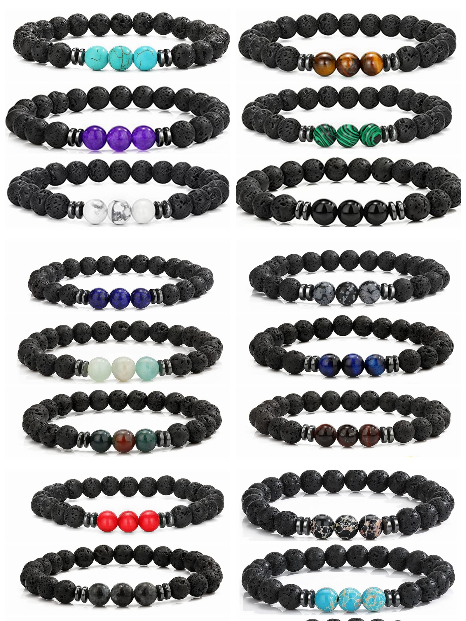 8mm Lava Rock Bracelet - Essential Oil Diffuser Stone Bead Bracelets for Women, Stress Relief Aromatherapy