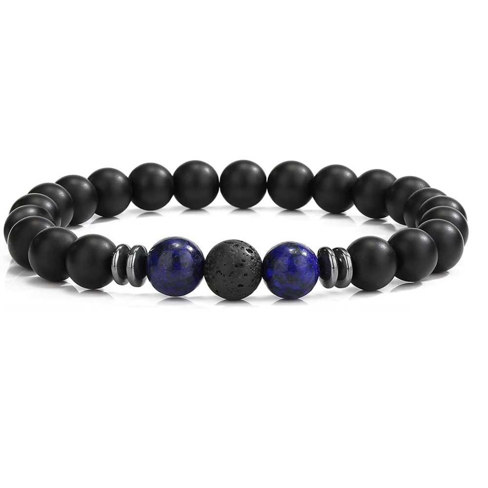 8mm Matte Onyx Bracelet - Essential Oil Diffuser Stone Agate Bead Bracelets for Women, Stress Relief Aromatherapy