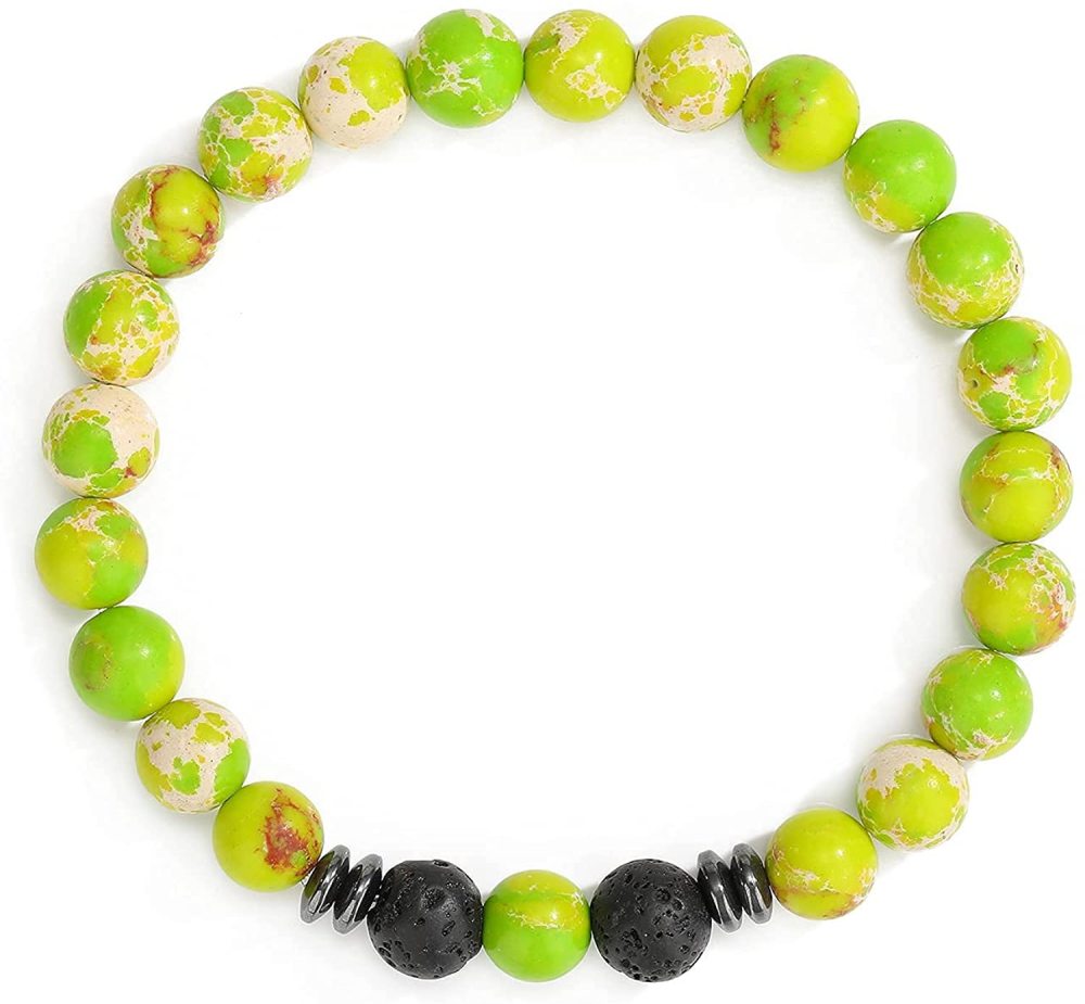 Natural 8MM Gemstone Beads Stretch Bracelet Essential Oil Diffuser Rock Lava Stone Beaded Bracelet for Men Women Jewelry