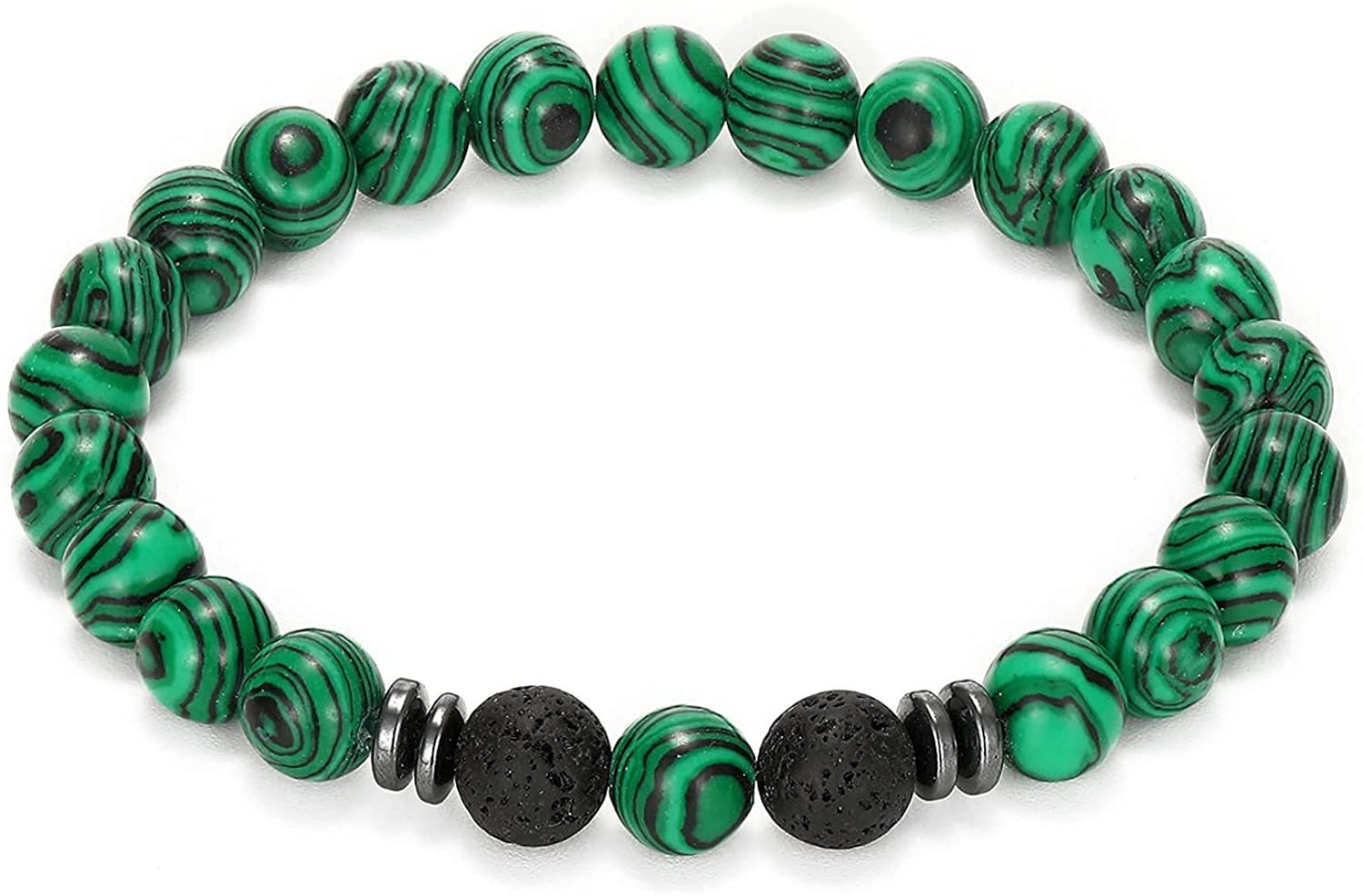 Natural 8MM Gemstone Beads Stretch Bracelet Essential Oil Diffuser Rock Lava Stone Beaded Bracelet for Men Women Jewelry