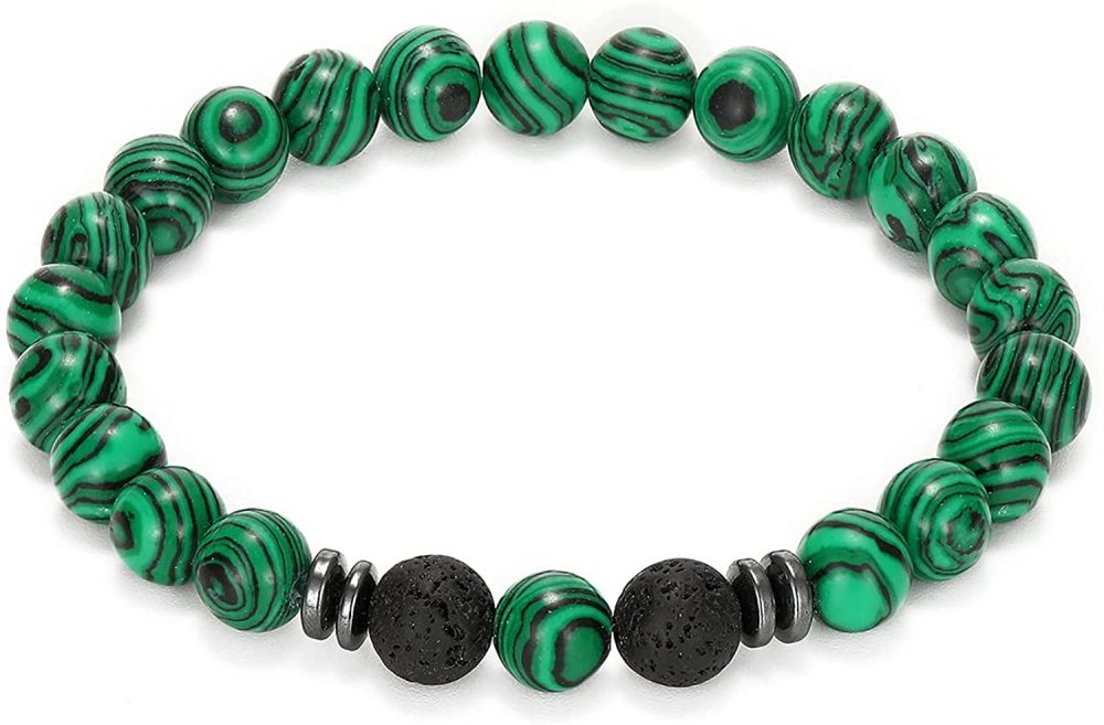 Natural 8MM Gemstone Beads Stretch Bracelet Essential Oil Diffuser Rock Lava Stone Beaded Bracelet for Men Women Jewelry