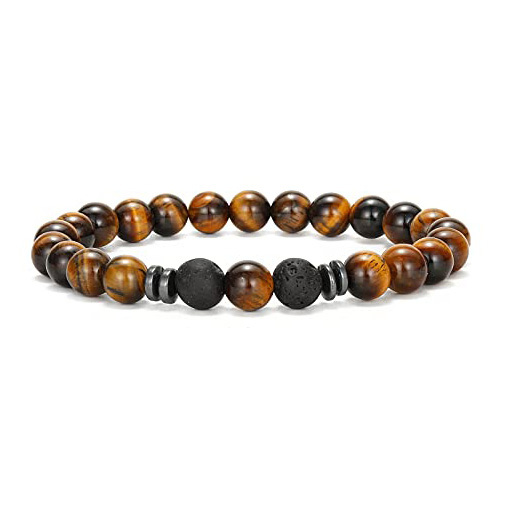 Natural 8MM Gemstone Beads Stretch Bracelet Essential Oil Diffuser Rock Lava Stone Beaded Bracelet for Men Women Jewelry